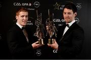 4 November 2016; Tyrone footballers Peter Harte, left, and Mattie Donnelly with their awards at the 2016 GAA/GPA Opel All-Stars Awards at the Convention Centre in Dublin. Photo by Seb Daly/Sportsfile