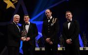4 November 2016; Kilkenny hurler Eóin Murphy with his award at receives his award from Uachtarán Chumann Lúthchleas Gael Aogán Ó Fearghail, in the company of Dermot Earley, 2nd from right, GPA President, and Dave Sheeran, right, Managing Director, Opel Ireland, at the 2016 GAA/GPA Opel All-Stars Awards at the Convention Centre in Dublin. Photo by Ramsey Cardy/Sportsfile