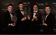 4 November 2016; Mayo Football teammates left to right, Brendan Harrison, David Clarke, Lee Keegan, Colm Boyle with there awards at the 2016 GAA/GPA Opel All-Stars Awards at the Convention Centre in Dublin. Photo by Seb Daly/Sportsfile