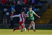 5 November 2016; Roma McLaughlin of Peamount in action against Maggie Dunncliffe of Cork City WFC during the Continental Tyres Women's National League match between Cork City WFC and Peamount at Bishopstown Stadium, Cork. Photo by Eóin Noonan/Sportsfile