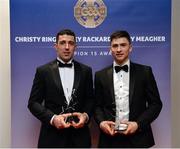 4 November 2016; Kildare hurlers John Doran, left, and Gerry Keegan with their Christy Ring Champion 15 Awards at the 2016 GAA/GPA Opel All-Stars Awards at the Convention Centre in Dublin. Photo by Piaras Ó Mídheach/Sportsfile
