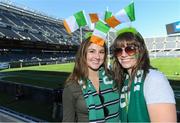5 November 2016; Ireland supporters Emily Garcia, left, and Paige Deahl, from Austin, TX, ahead of the International rugby match between Ireland and New Zealand at Soldier Field in Chicago, USA. Photo by Brendan Moran/Sportsfile