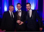 4 November 2016; Donegal footballer Ryan McHugh with his award and his Dad Martin, left, and brother Mark at the 2016 GAA/GPA Opel Football All-Stars Awards at the Convention Centre, Dublin. Photo by Ray McManus/Sportsfile