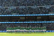 5 November 2016; The Ireland squad stand for a minute's silence in memory of the late Munster head coach Anthony Foley ahead of the International rugby match between Ireland and New Zealand at Soldier Field in Chicago, USA. Photo by Brendan Moran/Sportsfile
