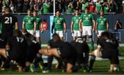 5 November 2016; Ireland players, including captain Rory Best, centre, face the New Zealand 'Haka' ahead of the International rugby match between Ireland and New Zealand at Soldier Field in Chicago, USA. Photo by Brendan Moran/Sportsfile