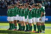 5 November 2016; The Ireland team stand for the National Anthem ahead of the International rugby match between Ireland and New Zealand at Soldier Field in Chicago, USA. Photo by Brendan Moran/Sportsfile