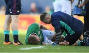 5 November 2016; Jordi Murphy of Ireland is attended to by medical personnel before leaving the pitch on a stretcher during the International rugby match between Ireland and New Zealand at Soldier Field in Chicago, USA. Photo by Brendan Moran/Sportsfile