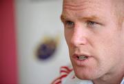 23 March 2011; Munster's Paul O'Connell speaking during a media briefing ahead of their Celtic League match against Cardiff Blues on Friday. Munster Rugby Media Briefing, University of Limerick, Limerick. Picture credit: Diarmuid Greene / SPORTSFILE