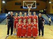 23 March 2011; The  Pobail Scoil Chorca Dhuibhne, Co. Kerry, team. Basketball Ireland Girls U19A Schools League Final, Pobail Scoil Chorca Dhuibhne, Co. Kerry v St. Josephs, Abbeyfeale, Co. Limerick, National Basketball Arena, Tallaght, Co. Dublin. Picture credit: Brian Lawless / SPORTSFILE