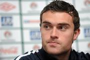 23 March 2011; Northern Ireland's Lee Camp during a press conference ahead of their EURO2012 Championship Qualifier match against Serbia in Belgrade on Friday March 25. Northern Ireland Press Conference, Cumberland Suite, Culloden Estate and Spa, Holywood, Belfast. Picture credit: Oliver McVeigh / SPORTSFILE