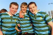 23 March 2011; St. Gerard's School players Hugo Gallagher, left, Mark Prendergast and Barry Fitzpatrick celebrate after the game. Fr. Godfrey Cup Final, Cistercian College Roscrea v St. Gerard's School, Templeville Road, Dublin. Picture credit: Barry Cregg / SPORTSFILE