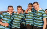 23 March 2011; St. Gerard's School players Con Callan, left, Hugo Gallagher, Mark Prendergast and Barry Fitzpatrick celebrate after the game. Fr. Godfrey Cup Final, Cistercian College Roscrea v St. Gerard's School, Templeville Road, Dublin. Picture credit: Barry Cregg / SPORTSFILE