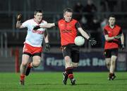 23 March 2011; Chris Clarke, Down, in action against Ruairi Keenan, Tyrone. Cadbury Ulster GAA Football Under 21 Championship Quarter-Final Replay, Tyrone v Down, Healy Park, Omagh, Co. Tyrone. Picture credit: Oliver McVeigh / SPORTSFILE