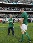 5 November 2016; Ireland head coach Joe Schmidt, left, and Devin Toner celebrate victory after the International rugby match between Ireland and New Zealand at Soldier Field in Chicago, USA. Photo by Brendan Moran/Sportsfile
