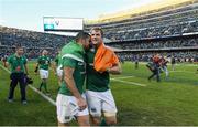 5 November 2016; Rob Kearney, left, and Jamie Heaslip of Ireland celebrate victory after the International rugby match between Ireland and New Zealand at Soldier Field in Chicago, USA. Photo by Brendan Moran/Sportsfile