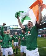 5 November 2016; Ireland players, from left, Craig Gilroy, Cian Healy, Jared Payne and Donnacha Ryan celebrate victory after the International rugby match between Ireland and New Zealand at Soldier Field in Chicago, USA. Photo by Brendan Moran/Sportsfile