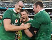 5 November 2016; Ireland players, from left, Devin Toner, Robbie Henshaw and Donnacha Ryan celebrate victory after the International rugby match between Ireland and New Zealand at Soldier Field in Chicago, USA. Photo by Brendan Moran/Sportsfile