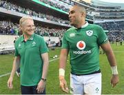 5 November 2016; Ireland head coach Joe Schmidt, left, and Simon Zebo celebrate victory after the International rugby match between Ireland and New Zealand at Soldier Field in Chicago, USA. Photo by Brendan Moran/Sportsfile