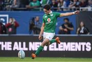 5 November 2016; Joey Carbery of Ireland kicks a penalty against New Zealand during the International rugby match between Ireland and New Zealand at Soldier Field in Chicago, USA. Photo by Brendan Moran/Sportsfile