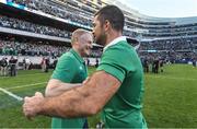 5 November 2016; Ireland head coach Joe Schmidt, left, and Rob Kearney celebrate victory after the International rugby match between Ireland and New Zealand at Soldier Field in Chicago, USA. Photo by Brendan Moran/Sportsfile