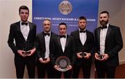 4 November 2016; Louth hurlers, from left, Andrew Mackin, Diarmuid Murphy, Mark Wallace, Andrew McCrave and Shane Callan with their Lory Meagher Champions 15 Awards, at the 2016 GAA/GPA Opel All-Stars Awards at the Convention Centre in Dublin. Photo by Piaras Ó Mídheach/Sportsfile
