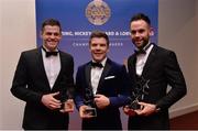 4 November 2016; Armagh hurlers, from left, Declan Coulter, Cahal Carvill and Ciarán Clifford with their Nickey Rackard Champions 15 Awards, at the 2016 GAA/GPA Opel All-Stars Awards at the Convention Centre in Dublin. Photo by Piaras Ó Mídheach/Sportsfile