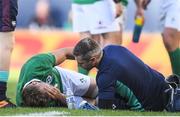 5 November 2016; Jordi Murphy of Ireland is attended to after receiving an injury during the International rugby match between Ireland and New Zealand at Soldier Field in Chicago, USA. Photo by Brendan Moran/Sportsfile
