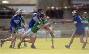6 November 2016; John Murphy of St Mullins in action against Paul Greville, left and Gary Greville of Raharney during the AIB Leinster GAA Hurling Senior Club Championship quarter-final game between Raharney and St Mullins at TEG Cusack Park in Mullingar, Co. Westmeath. Photo by Sam Barnes/Sportsfile