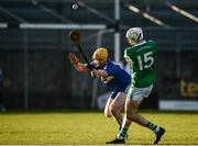 6 November 2016; James Doyle of St Mullins scores a late point despite the best efforts of Conor Jordan of Raharney during the AIB Leinster GAA Hurling Senior Club Championship quarter-final game between Raharney and St Mullins at TEG Cusack Park in Mullingar, Co. Westmeath. Photo by Sam Barnes/Sportsfile