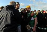 6 November 2016; Ger Coady of St Mullins is congratulated by supporters following the AIB Leinster GAA Hurling Senior Club Championship quarter-final game between Raharney and St Mullins at TEG Cusack Park in Mullingar, Co. Westmeath. Photo by Sam Barnes/Sportsfile