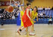 24 March 2011; Mairead Charlton, St. Louis Community School, Kiltimagh, Co. Mayo, in action against Keelin Kelly, Colaiste Chiarain, Leixlip, Co. Kildare. Basketball Ireland Girls U16C Schools League Final, Colaiste Chiarain, Leixlip, Co. Kildare v St. Louis Community School, Kiltimagh, Co. Mayo, National Basketball Arena, Tallaght, Co. Dublin. Picture credit: Barry Cregg / SPORTSFILE