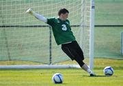 24 March 2011; Republic of Ireland goalkeeper Keiren Westwood in action during squad training ahead of their EURO2012 Championship Qualifier match against Macedonia on Saturday. Republic of Ireland Squad Training, Gannon Park, Malahide, Co. Dublin. Picture credit: Brendan Moran / SPORTSFILE