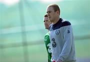 24 March 2011; Republic of Ireland's Richard Dunne and Robbie Keane during squad training ahead of their EURO2012 Championship Qualifier match against Macedonia on Saturday. Republic of Ireland Squad Training, Gannon Park, Malahide, Co. Dublin. Picture credit: Matt Browne / SPORTSFILE