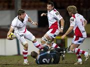 25 March 2011; Robbie Diack, Ulster, is tackled by Moray Low, Glasgow Warriors, as he passes to team-mate Andi Kyriacou. Celtic League, Glasgow Warriors v Ulster, Firhill Arena, Glasgow, Scotland. Picture credit: Bill Murray / SPORTSFILE