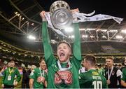 6 November 2016; Kevin O'Connor of Cork City celebrates with the trophy following his team's victory during the Irish Daily Mail FAI Cup Final match between Cork City and Dundalk at Aviva Stadium in Lansdowne Road, Dublin. Photo by Seb Daly/Sportsfile