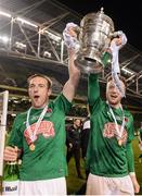 6 November 2016; Karl Sheppard, left, and Kevin O'Connor, right, of Cork City celebrate with the trophy following their team's victory during the Irish Daily Mail FAI Cup Final match between Cork City and Dundalk at Aviva Stadium in Lansdowne Road, Dublin. Photo by Seb Daly/Sportsfile