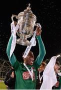 6 November 2016; Chiedozie Ogbene of Cork City celebrates with the trophy following his team's victory during the Irish Daily Mail FAI Cup Final match between Cork City and Dundalk at Aviva Stadium in Lansdowne Road, Dublin. Photo by Seb Daly/Sportsfile