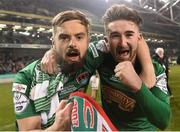 6 November 2016; Cork City players Greg Bolger and Sean Maguire celebrate at the end of the Irish Daily Mail FAI Cup Final match between Cork City and Dundalk at Aviva Stadium in Lansdowne Road, Dublin. Photo by David Maher/Sportsfile