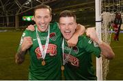6 November 2016; Karl Sheppard and Steven Beattie of Cork City celebrate after the Irish Daily Mail FAI Cup Final match between Cork City and Dundalk at Aviva Stadium in Lansdowne Road, Dublin. Photo by Eóin Noonan/Sportsfile