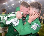 6 November 2016; Kevin O'Connor, left, and Seán Maguire of Cork City congratulate each other following their team's victory during the Irish Daily Mail FAI Cup Final match between Cork City and Dundalk at Aviva Stadium in Lansdowne Road, Dublin. Photo by Seb Daly/Sportsfile
