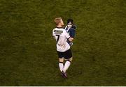 6 November 2016; Daryl Horgan of Dundalk with his son Jack, age 15 months, following the Irish Daily Mail FAI Cup Final match between Cork City and Dundalk at Aviva Stadium in Lansdowne Road, Dublin. Photo by Stephen McCarthy/Sportsfile