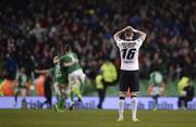 6 November 2016; Dane Massey of Dundalk reacts following a goal by Seán Maguire of Cork City during the Irish Daily Mail FAI Cup Final match between Cork City and Dundalk at Aviva Stadium in Lansdowne Road, Dublin. Photo by Seb Daly/Sportsfile