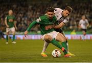 6 November 2016; Seán Maguire of Cork City in action against Andy Boyle of Dundalk during the Irish Daily Mail FAI Cup Final match between Cork City and Dundalk at Aviva Stadium in Lansdowne Road, Dublin. Photo by Eóin Noonan/Sportsfile