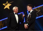 4 November 2016; MC Michael Lyster in conversation with Hurler of the Year Waterford's Austin Gleeson at the 2016 GAA/GPA Opel All-Stars Awards at the Convention Centre in Dublin. Photo by Ramsey Cardy/Sportsfile