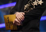 4 November 2016; A detailed view of the envelope containing the results of the Footballer of the Year award at the 2016 GAA/GPA Opel All-Stars Awards at the Convention Centre in Dublin. Photo by Ramsey Cardy/Sportsfile