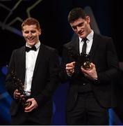 4 November 2016; Tyrone footballer Peter Harte, left, and Dublin footballer Diarmuid Connolly with their awards at the 2016 GAA/GPA Opel All-Stars Awards at the Convention Centre in Dublin. Photo by Ramsey Cardy/Sportsfile