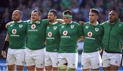 5 November 2016; Ireland players, from left, Rory Best, Jack McGrath, Rob Kearney, CJ Stander, Conor Murray and Simon Zebo stand for the national anthem before the International rugby match between Ireland and New Zealand at Soldier Field in Chicago, USA. Photo by Brendan Moran/Sportsfile