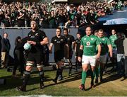 5 November 2016; Team captains Kieran Read of New Zealand, left, and Rory Best of Ireland lead their side's onto the pitch ahead of  the International rugby match between Ireland and New Zealand at Soldier Field in Chicago, USA. Photo by Brendan Moran/Sportsfile