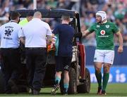 5 November 2016; Ireland captain Rory Best checks on the wellbeing of team-mate Jordi Murphy as he is taken away on a stretcher during the International rugby match between Ireland and New Zealand at Soldier Field in Chicago, USA. Photo by Brendan Moran/Sportsfile