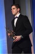 4 November 2016; Mayo footballer Lee Keegan with his award at the 2016 GAA/GPA Opel All-Stars Awards at the Convention Centre in Dublin. Photo by Ramsey Cardy/Sportsfile